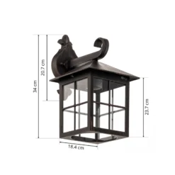 Aplique de exterior Ida de Lindby, color óxido, farol, 34 cm, E27