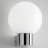 Aplique de exterior Kekoa, vidrio, acero inoxidable, Ø 23 cm