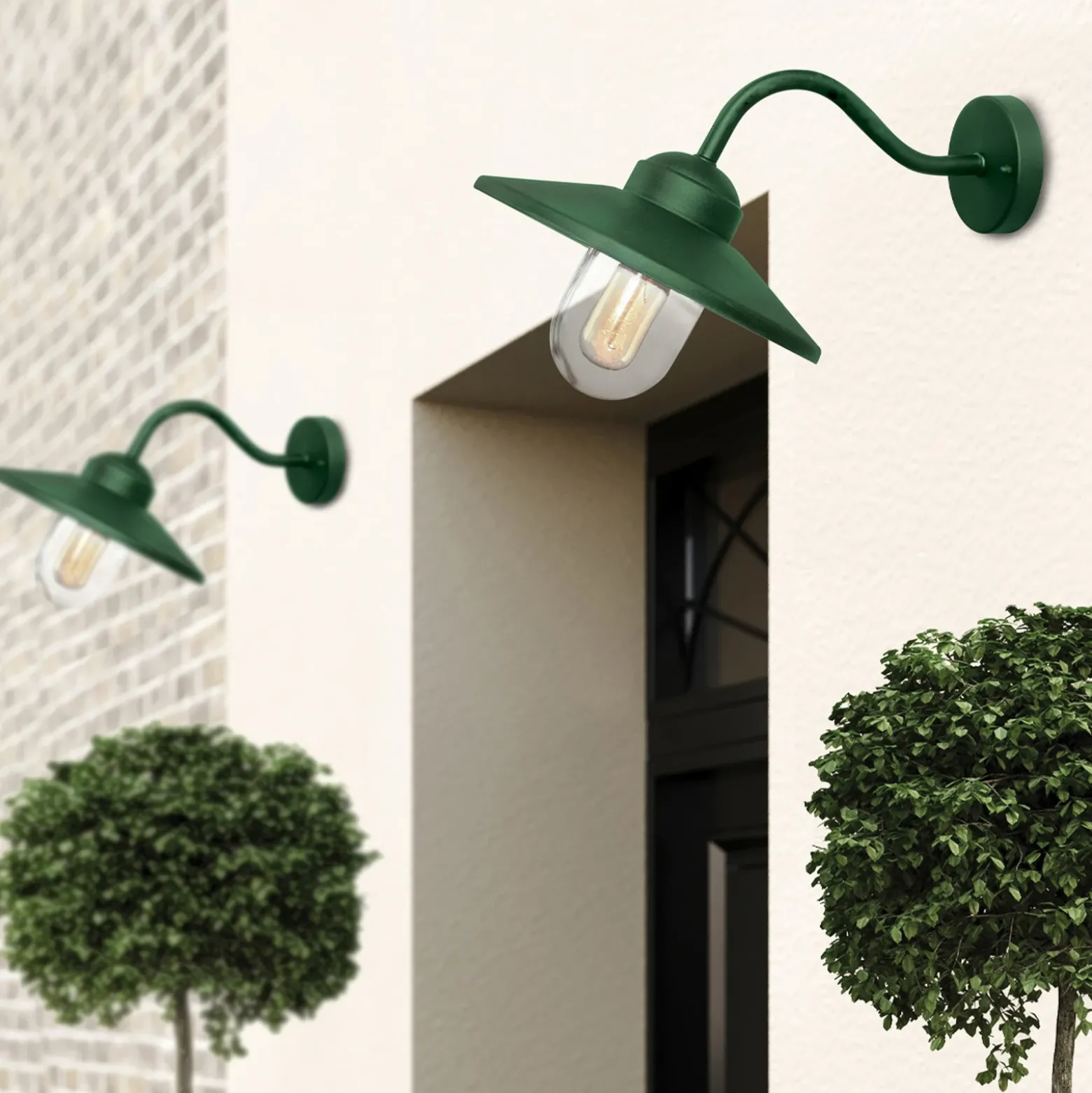 Aplique de exterior Klampenborg, verde, farol, acero inoxidable