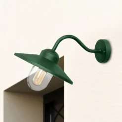 Aplique de exterior Klampenborg, verde, farol, acero inoxidable