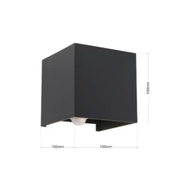 Aplique de exterior LED Cube-S, antracita, metal, sensor