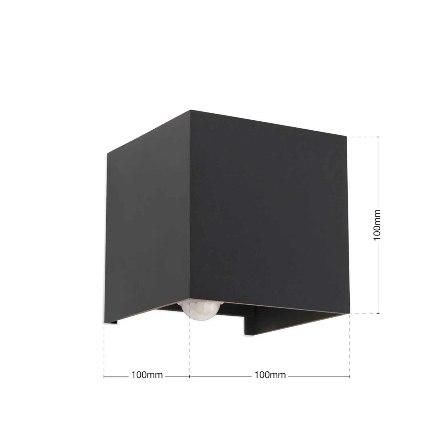 Aplique de exterior LED Cube-S, antracita, metal, sensor