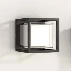Aplique de exterior LED CUBIC, aluminio, forma cúbica
