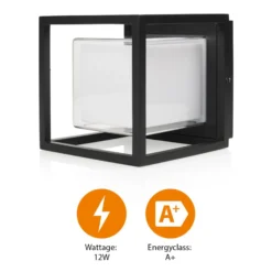 Aplique de exterior LED CUBIC, aluminio, forma cúbica