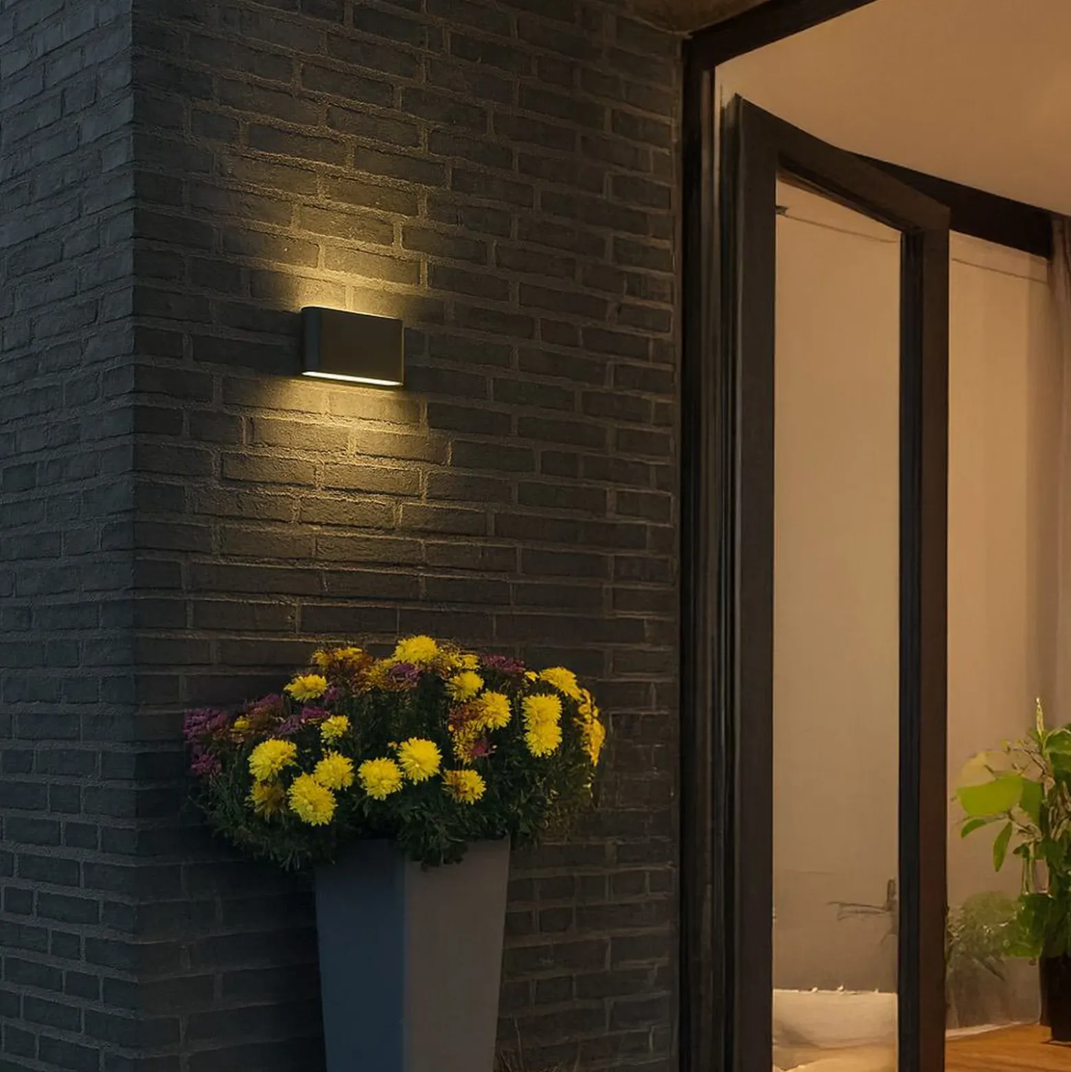 Aplique de exterior LED Scone, negro, ancho 17,5 cm, 2 luces.