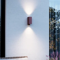 Aplique de exterior LED Tavi, marrón óxido, aluminio, arriba/abajo