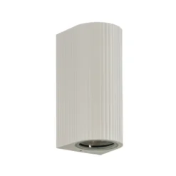 Aplique de exterior Lindby Aluvo, blanco, 16 cm, IP65, estriado