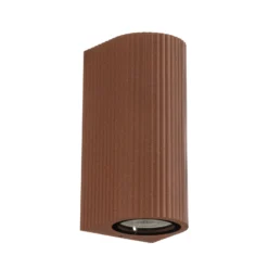 Aplique de exterior Lindby Aluvo, óxido, 16 cm, IP65, estriado