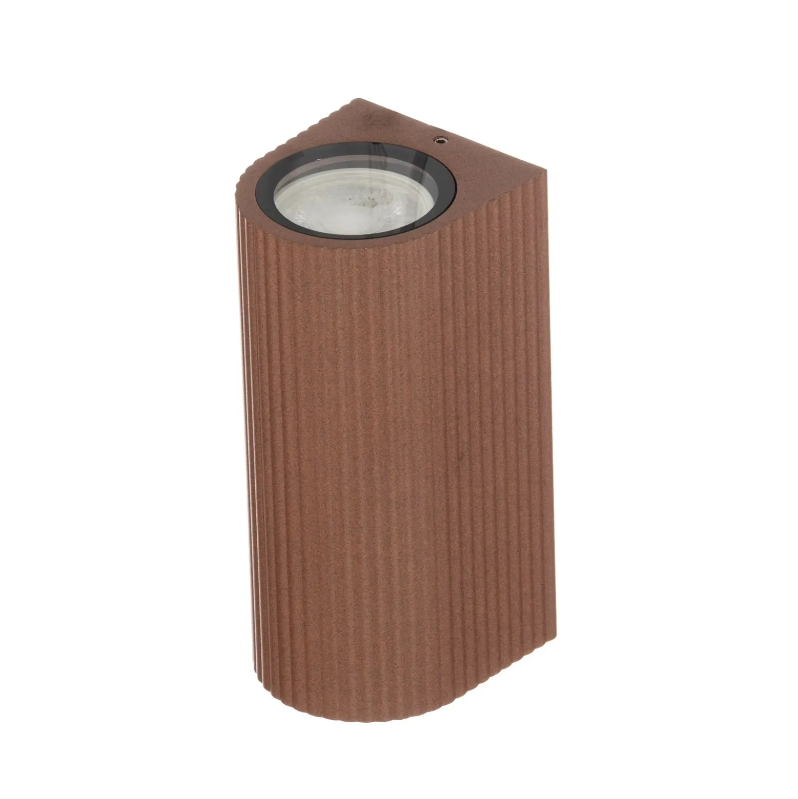 Aplique de exterior Lindby Aluvo, óxido, 16 cm, IP65, estriado