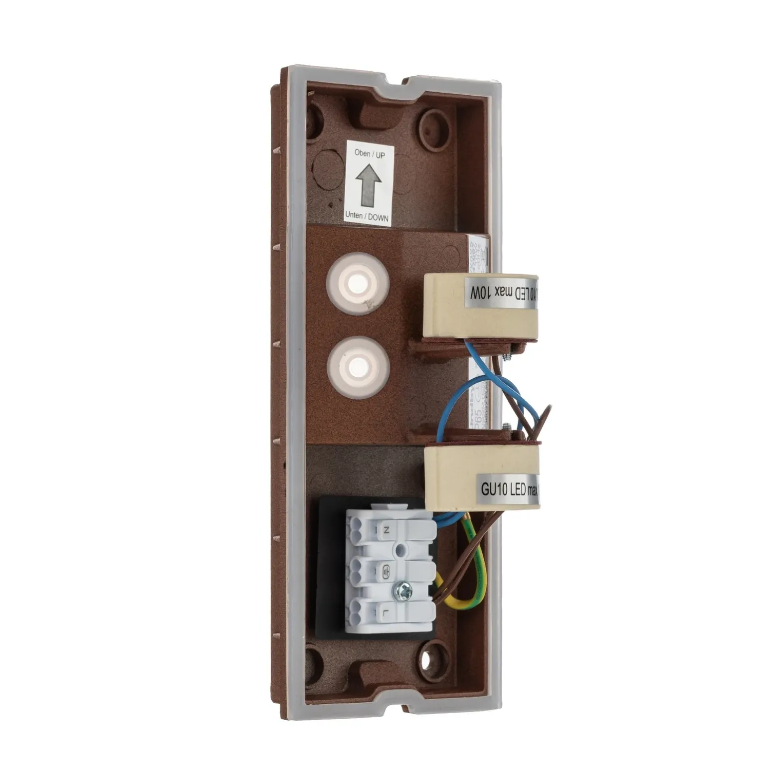 Aplique de exterior Lindby Aluvo, óxido, 16 cm, IP65, estriado