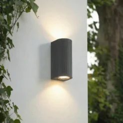 Aplique de exterior Lindby Aluvo, antracita, 16 cm, IP65 Riffel