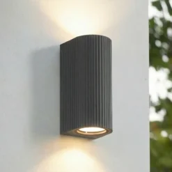 Aplique de exterior Lindby Aluvo, antracita, 16 cm, IP65 Riffel