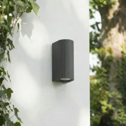 Aplique de exterior Lindby Aluvo, antracita, 16 cm, IP65 Riffel