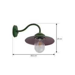 Aplique de exterior Lindby Bilma, verde, cristal, 29 cm de altura
