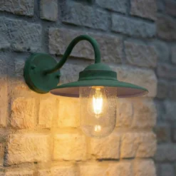 Aplique de exterior Lindby Bilma, verde, cristal, 29 cm de altura