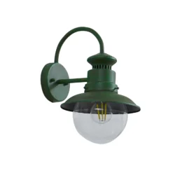 Aplique de exterior Lindby Celinor, verde, acero, Ø 15 cm