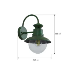 Aplique de exterior Lindby Celinor, verde, acero, Ø 15 cm