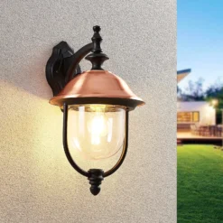 Aplique de exterior Lindby Clint, cobre, luz hacia abajo, IP44