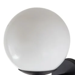 Aplique de exterior Lindby Dangan, negro/blanco, cristal, Ø 20 cm