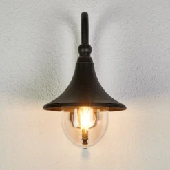 Aplique de exterior Lindby Daphne, negro antiguo, metal, E27