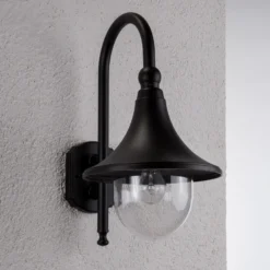 Aplique de exterior Lindby Daphne, negra, metal, E27