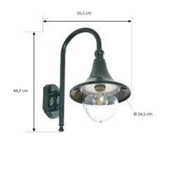 Aplique de exterior Lindby Daphne, verde, metal, E27, IP44