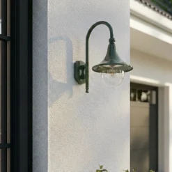 Aplique de exterior Lindby Daphne, verde, metal, E27, IP44