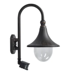 Aplique de exterior Lindby Daphne, negro antiguo, con sensor, E27