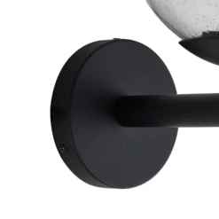 Aplique de exterior Lindby Dangan, negro/transparente, cristal, Ø 20 cm