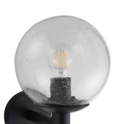 Aplique de exterior Lindby Dangan, negro/transparente, cristal, Ø 20 cm