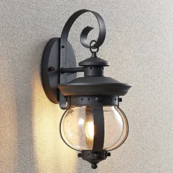 Aplique de exterior Lindby Farley, 40 cm, gris oscuro, IP44, E27
