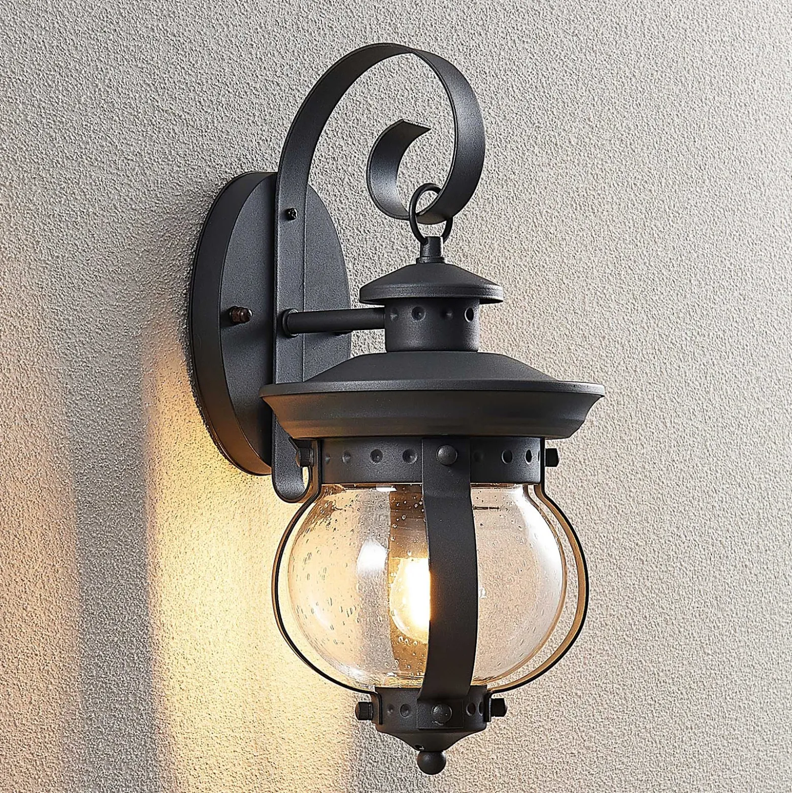 Aplique de exterior Lindby Farley, 40 cm, gris oscuro, IP44, E27