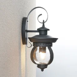 Aplique de exterior Lindby Farley, 40 cm, gris oscuro, IP44, E27