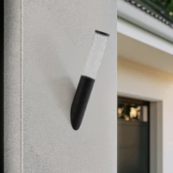Aplique de exterior Lindby Gavros, 45 cm, negro, aluminio
