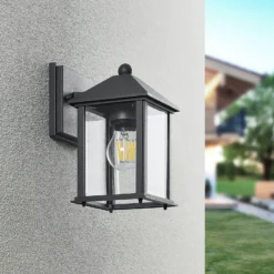 Aplique de exterior Lindby Giavanna, 23,3 cm, antracita, cristal