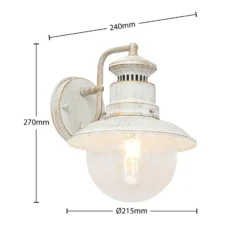 Aplique de exterior Lindby Gwendolyn, blanco antiguo, metal, 26 cm