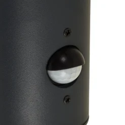 Aplique de exterior Lindby Heulo, Ø 10,5 cm, gris humo, con sensor