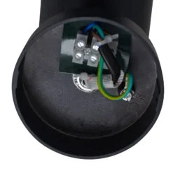 Aplique de exterior Lindby Heulo, Ø 10,5 cm, gris humo, con sensor