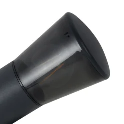 Aplique de exterior Lindby Heulo, Ø 10,5 cm, gris humo, con sensor
