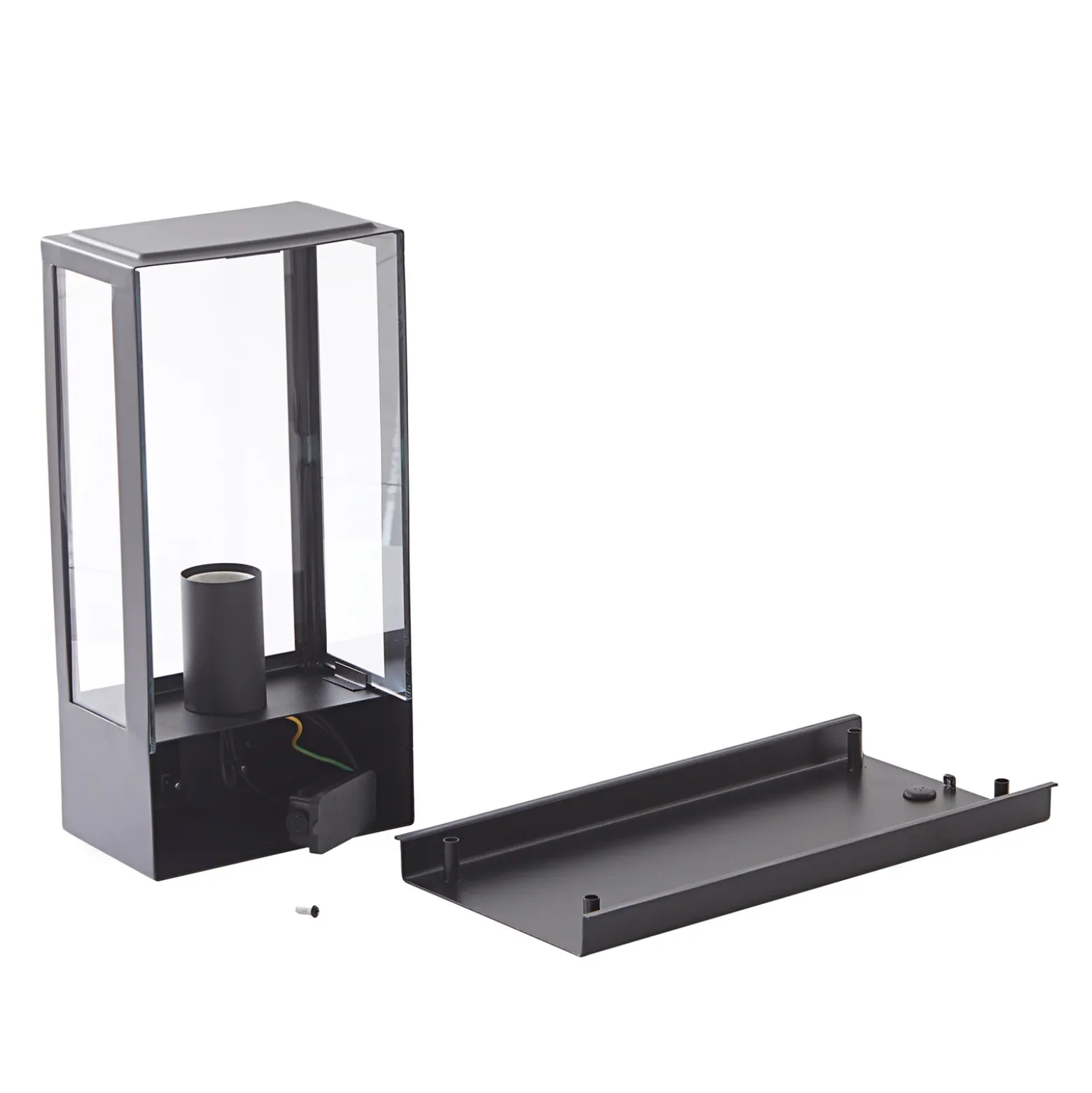 Aplique de exterior Lindby Ilana, negro, sensor, IP44, E27