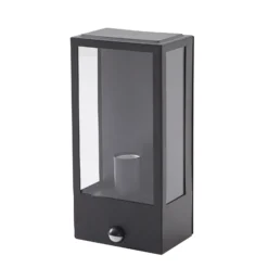 Aplique de exterior Lindby Ilana, negro, sensor, IP44, E27