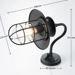 Aplique de exterior Lindby Kyan, altura 40 cm, negra, IP44, E27