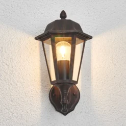 Aplique de exterior Lindby Lamina, portalámpara superior, farol, E27
