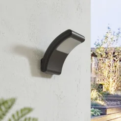 Aplique de exterior Lindby LED Radane, gris oscuro, angular, IP54