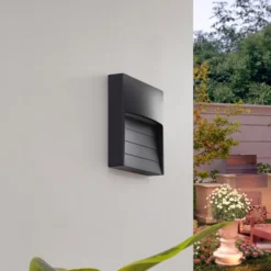 Aplique de exterior Lindby LED Elissa, negro, plástico, CCT