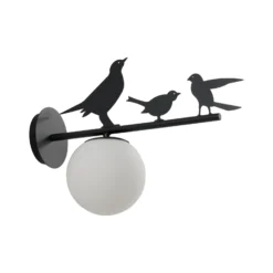 Aplique de exterior Lindby Lintu, metal, negro, IP44, pájaro