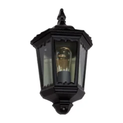 Aplique de exterior Lindby Lieva, altura 44 cm, negro, cristal