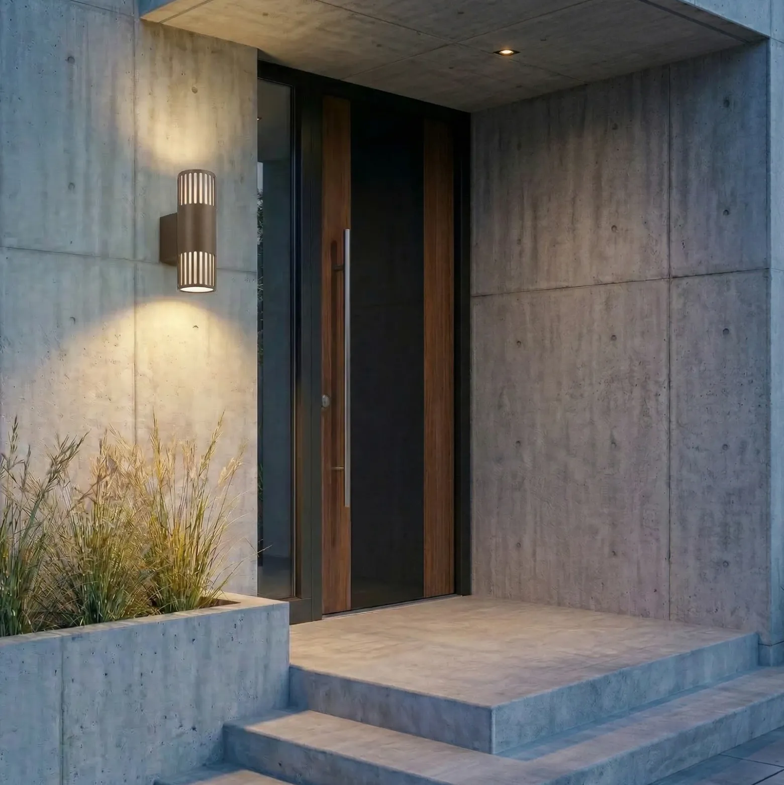 Aplique de exterior Lindby Lurinda, 2 luces, marrón, Ø10 cm, IP44