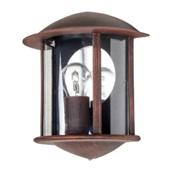 Aplique de exterior Lindby Maelis, marrón óxido, metal, 27 cm, E27