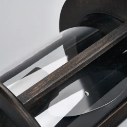Aplique de exterior Lindby Maelis, marrón óxido, metal, 27 cm, E27